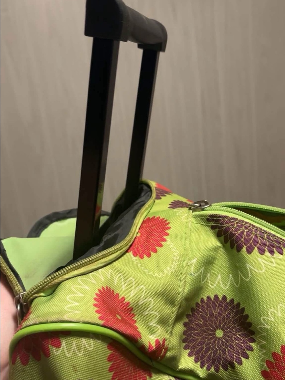 Bright Green Floral Rolling Travel Tote - Compact Weekend Bag